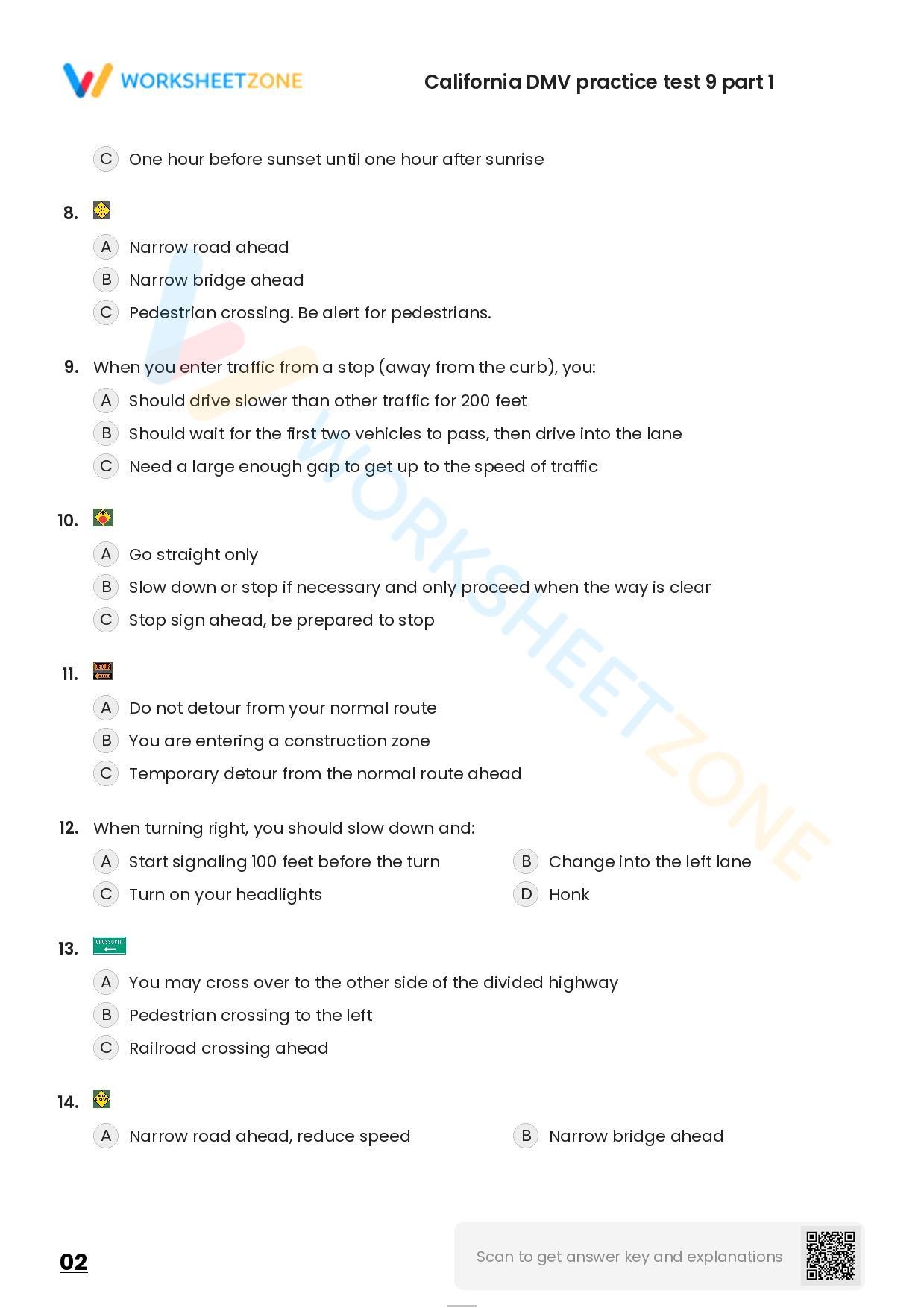 Free Printable California DMV Practice Test 9 Part 1