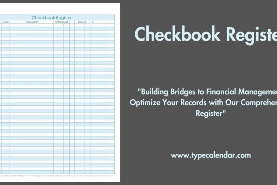 Free Printable Checkbook Register Templates PDF Excel