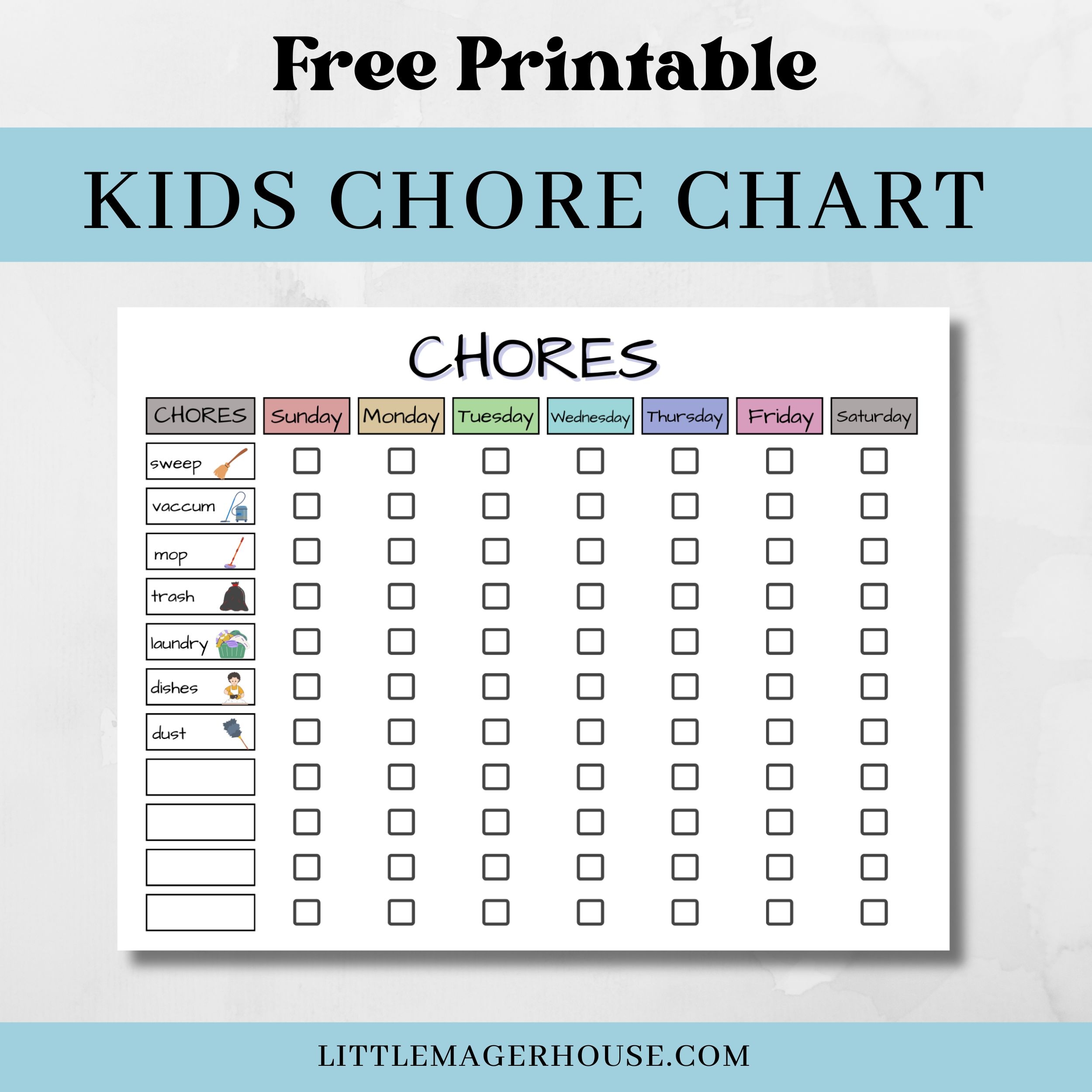 free printable chore charts for preschoolers