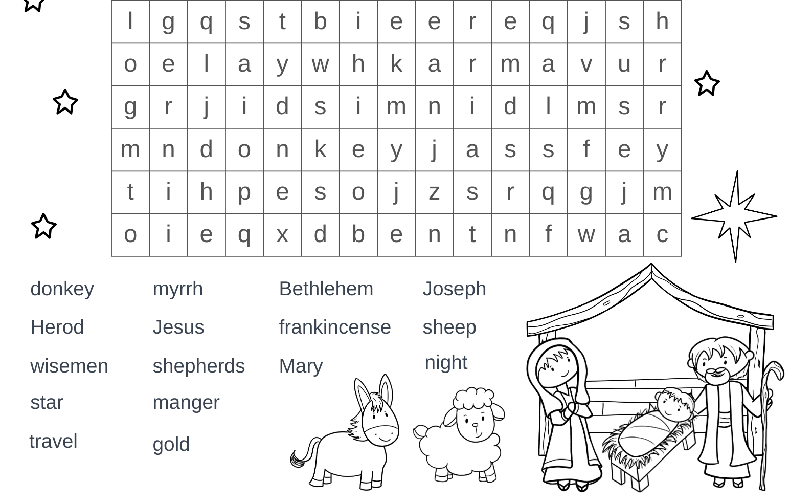 nativity puzzle template