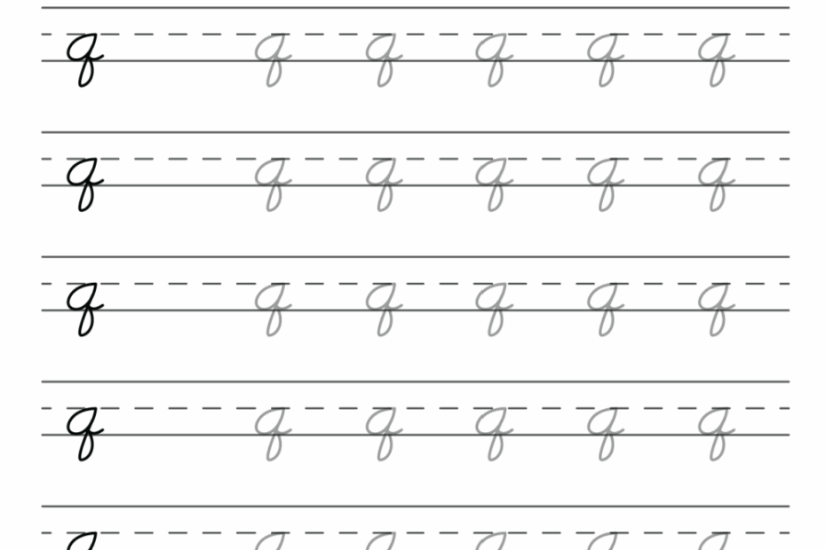 Free Printable Cursive Alphabet Practice Sheets Lowercase Q