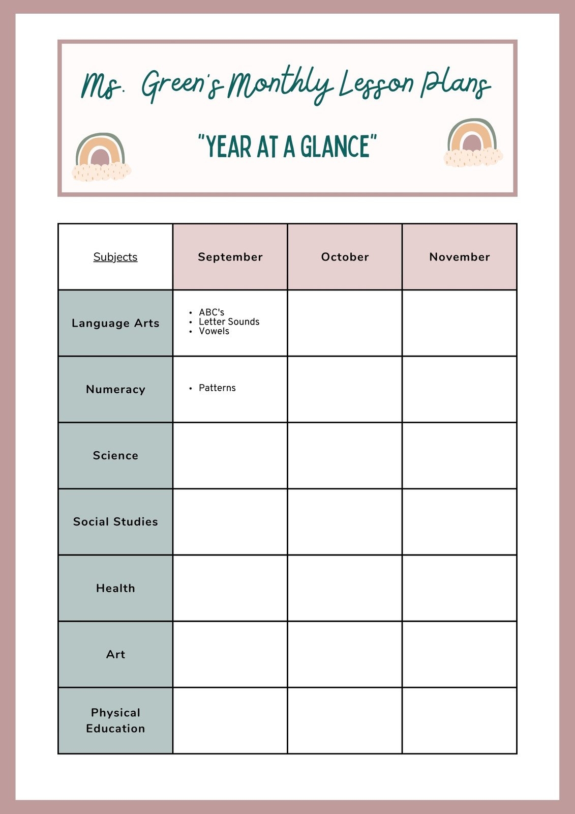 Free Printable Customizable Weekly Lesson Plan Templates Canva