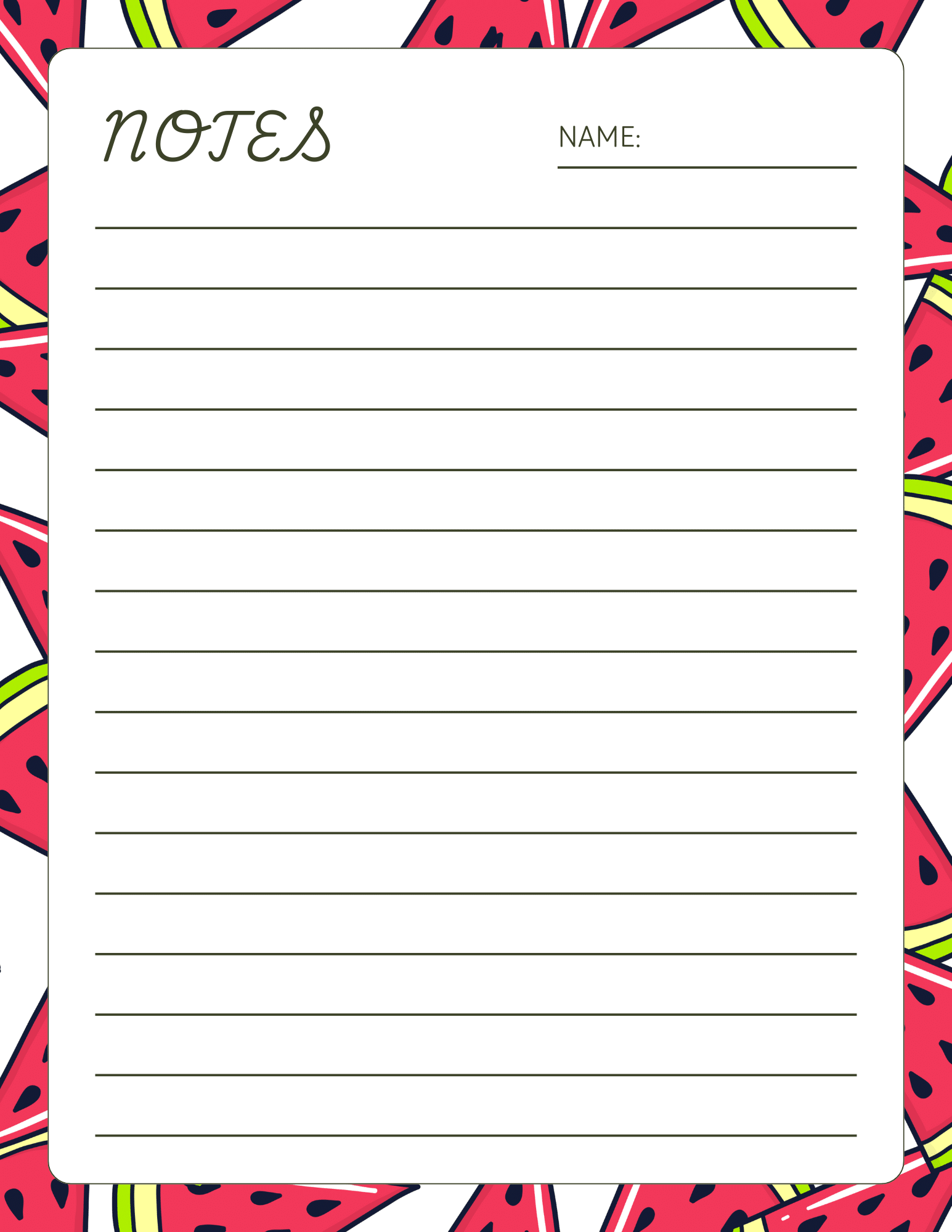 cute printable notebook paper