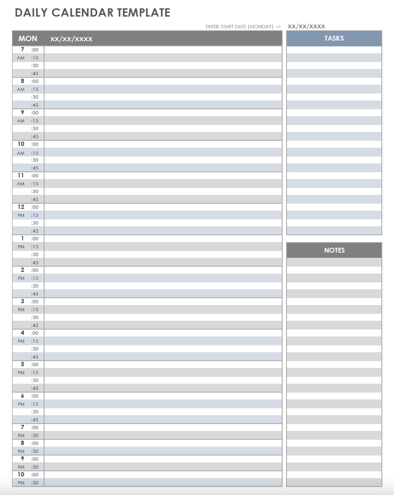 print daily schedule template