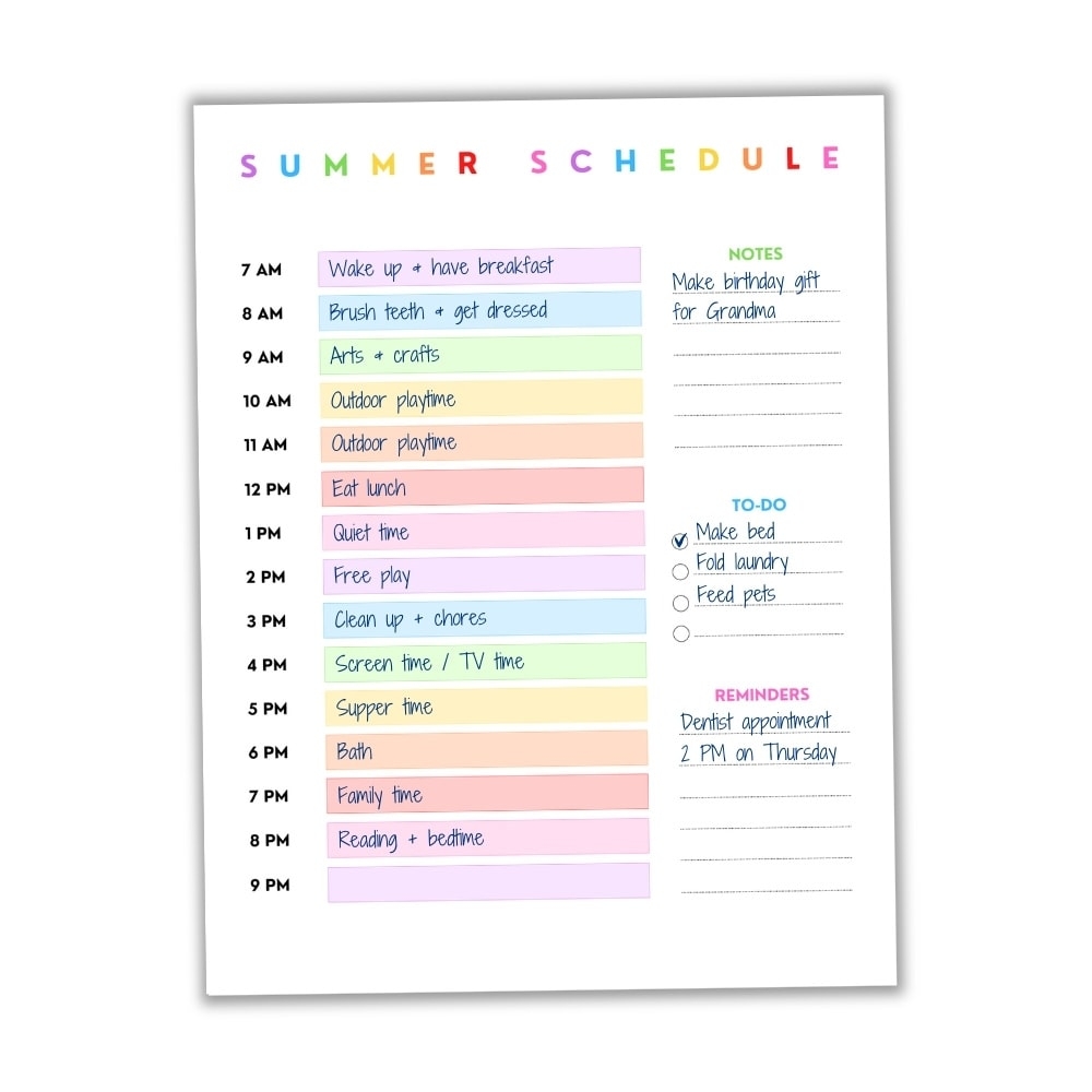 Free Printable Daily U0026 Weekly Summer Schedule For Kids Bonus Summer Bucket List The Craft at Home Family