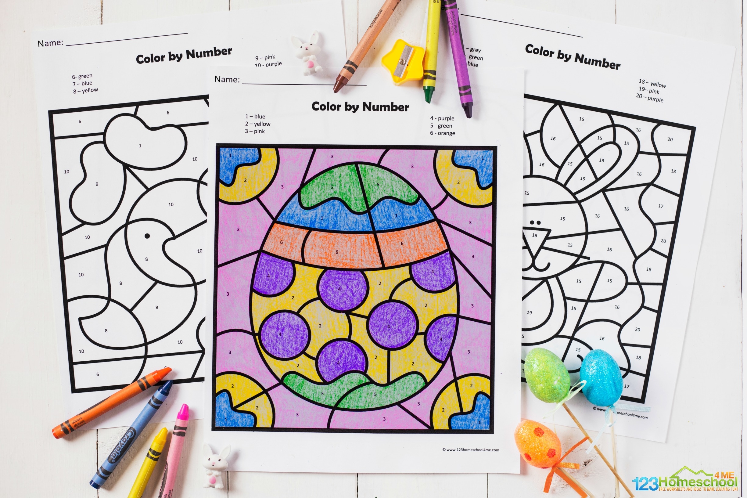 color by number printable worksheets