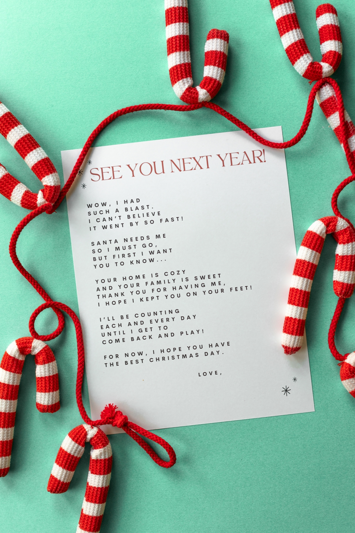 printable elf goodbye letter