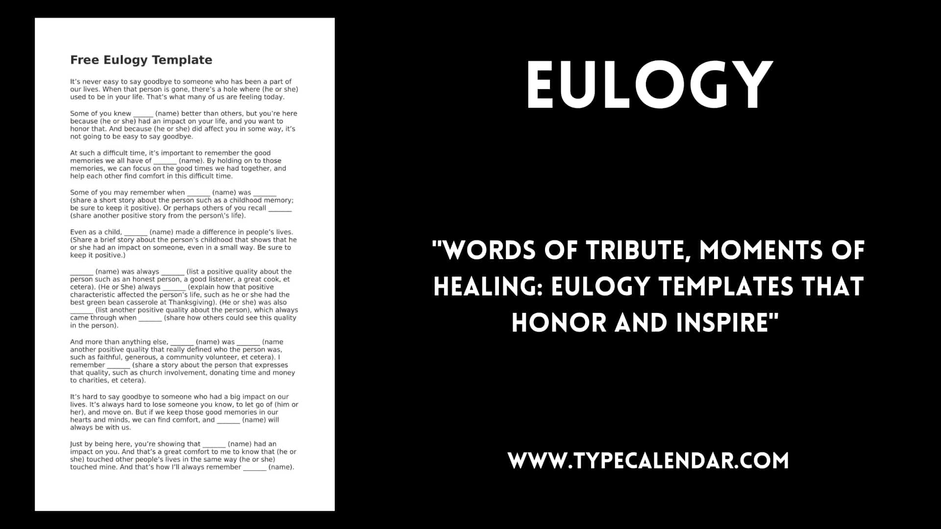 Free Printable Eulogy Templates Mother Father Friend Brother 