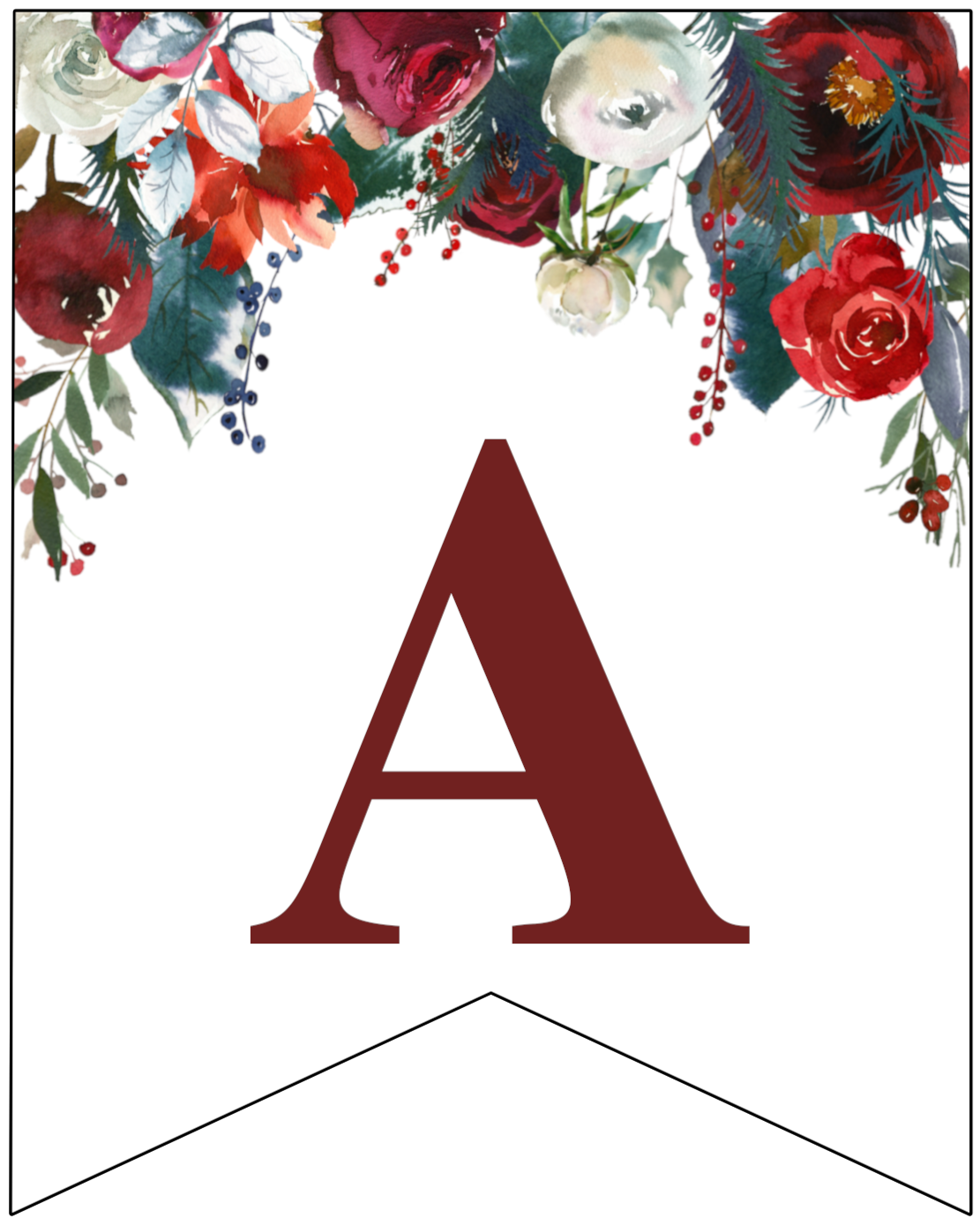 Free Printable Floral Christmas Banner Letters Paper Trail Design