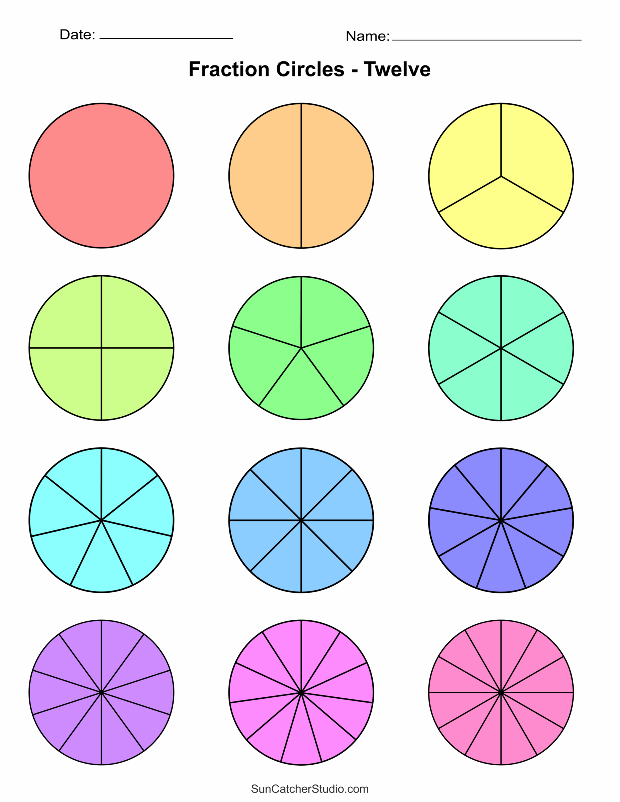 Free Printable Fraction Circles Templates And Worksheets Free 