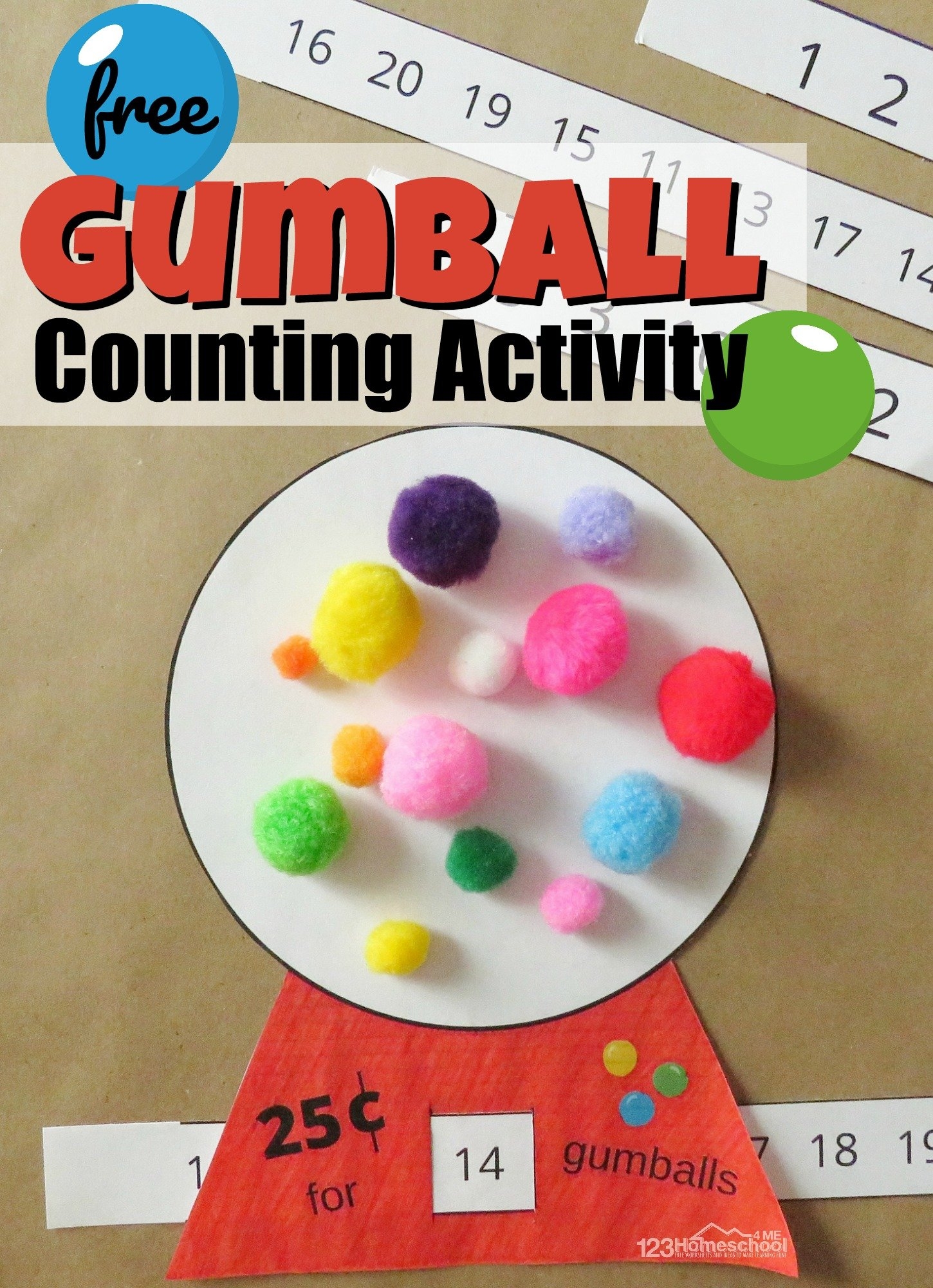 Free Printable Gumball Counting Activity For Preschool And 