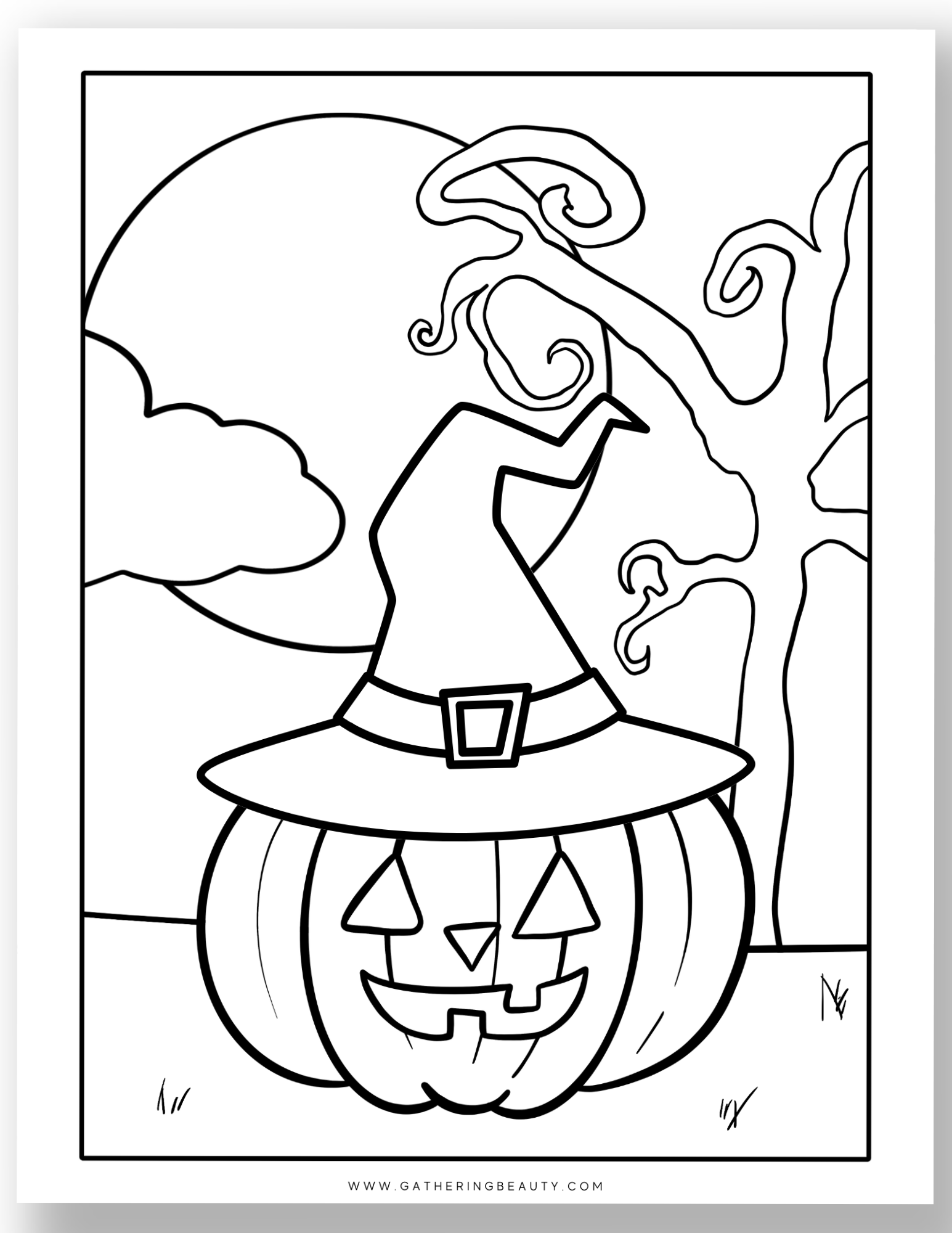 easy halloween pictures to color