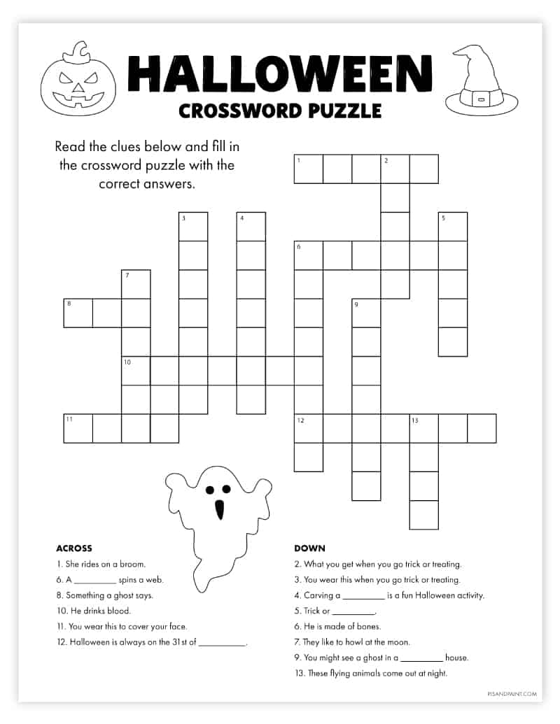 halloween reading puzzle template
