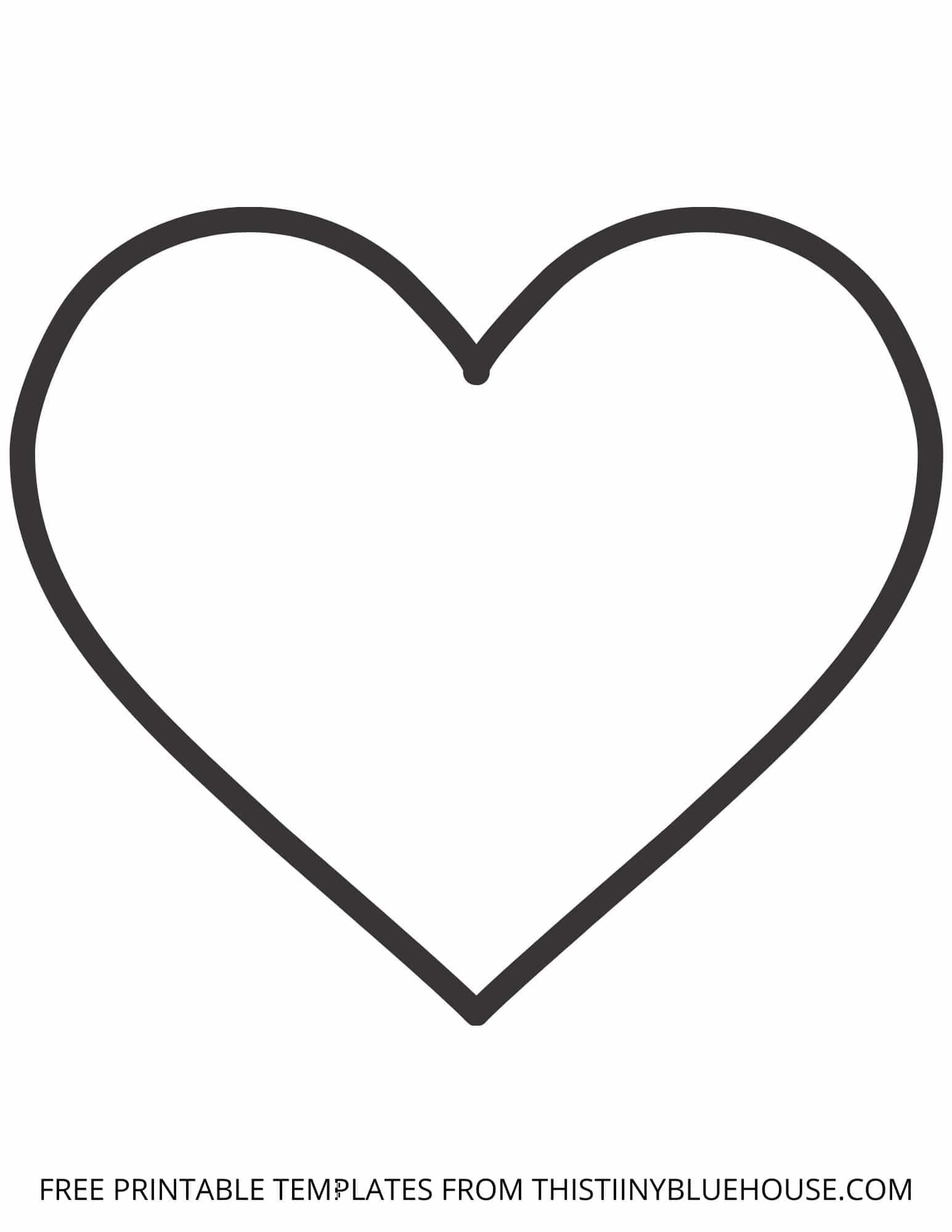 Free Printable Heart Template 6 Sizes Of Heart Outlines Small Worksheets Library
