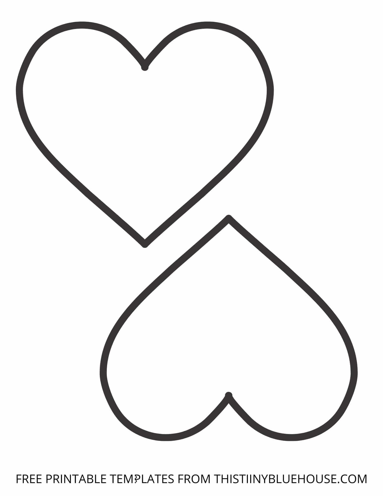 Free Printable Heart Template 6 Sizes Of Heart Outlines Small 