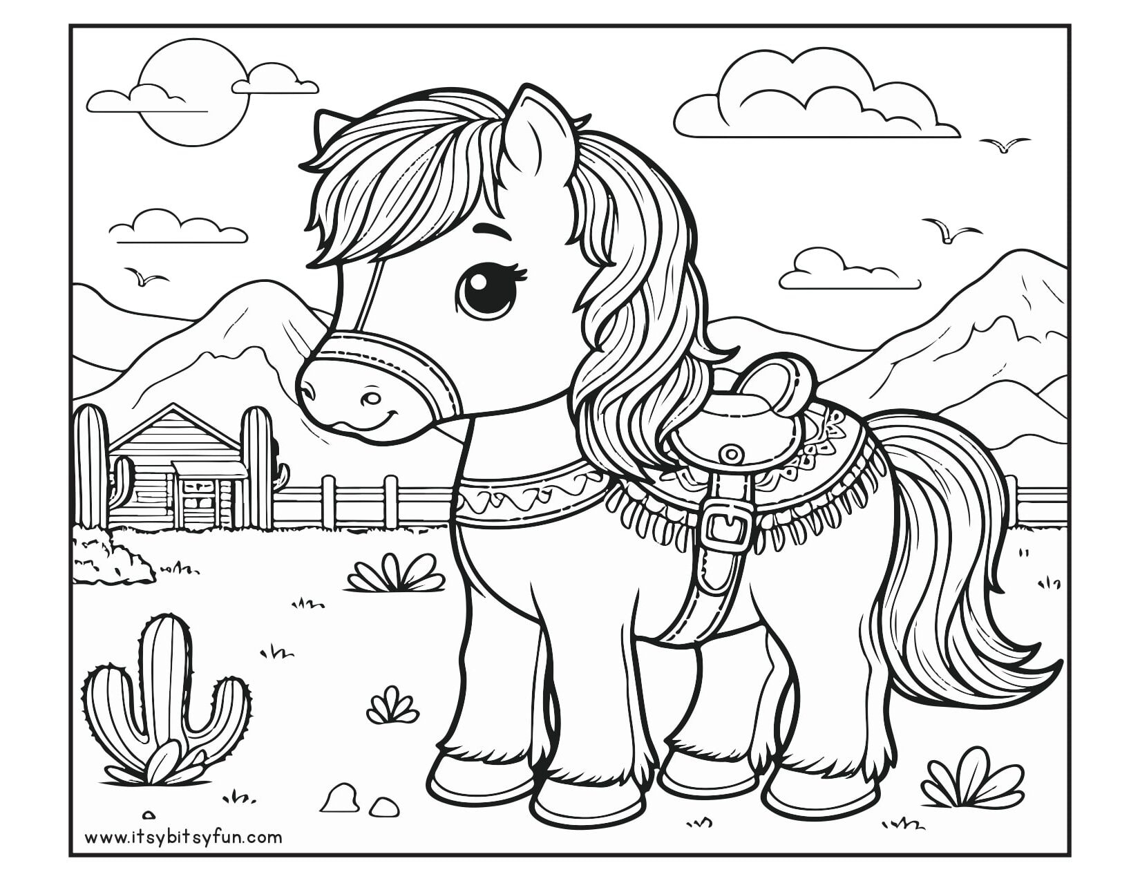 a picture of a horse to color realictic