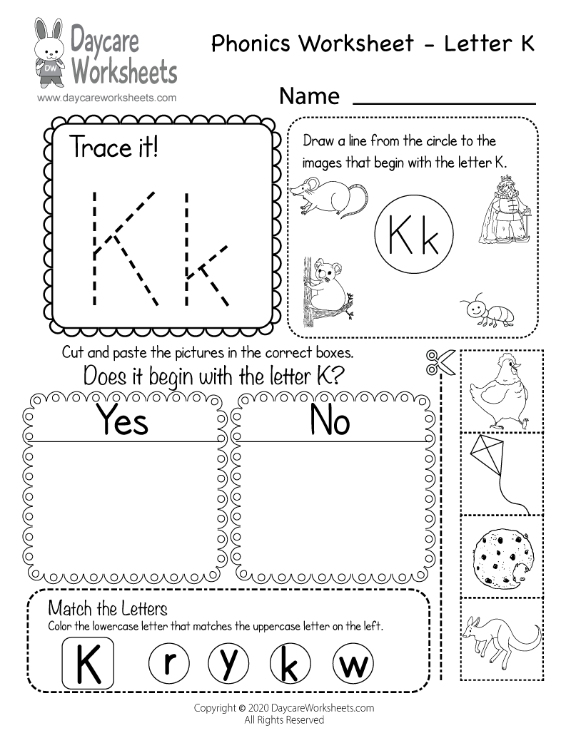 pre k phonics worksheets