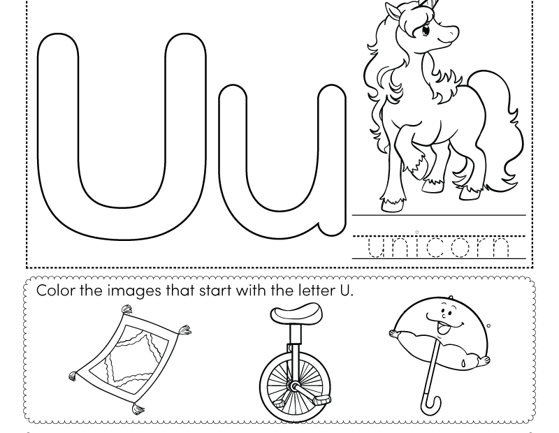 Free Printable Letter U Coloring Worksheet