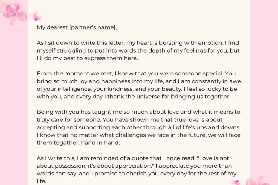 Free Printable Love Letter Templates Word PDF