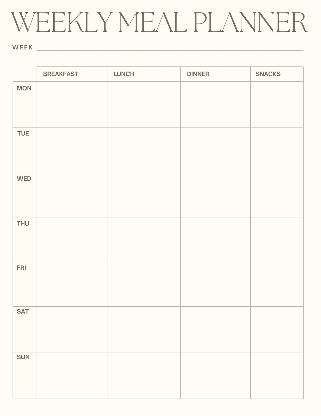 printable weekly meal planner template pdf