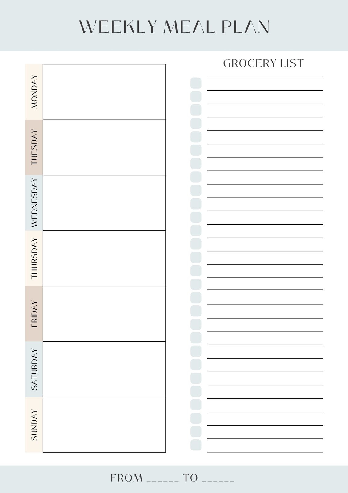 printable food planner