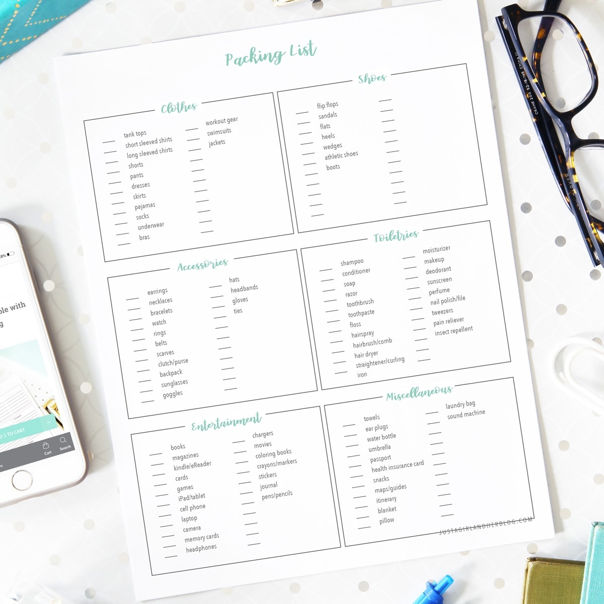 printable packing list for vacation
