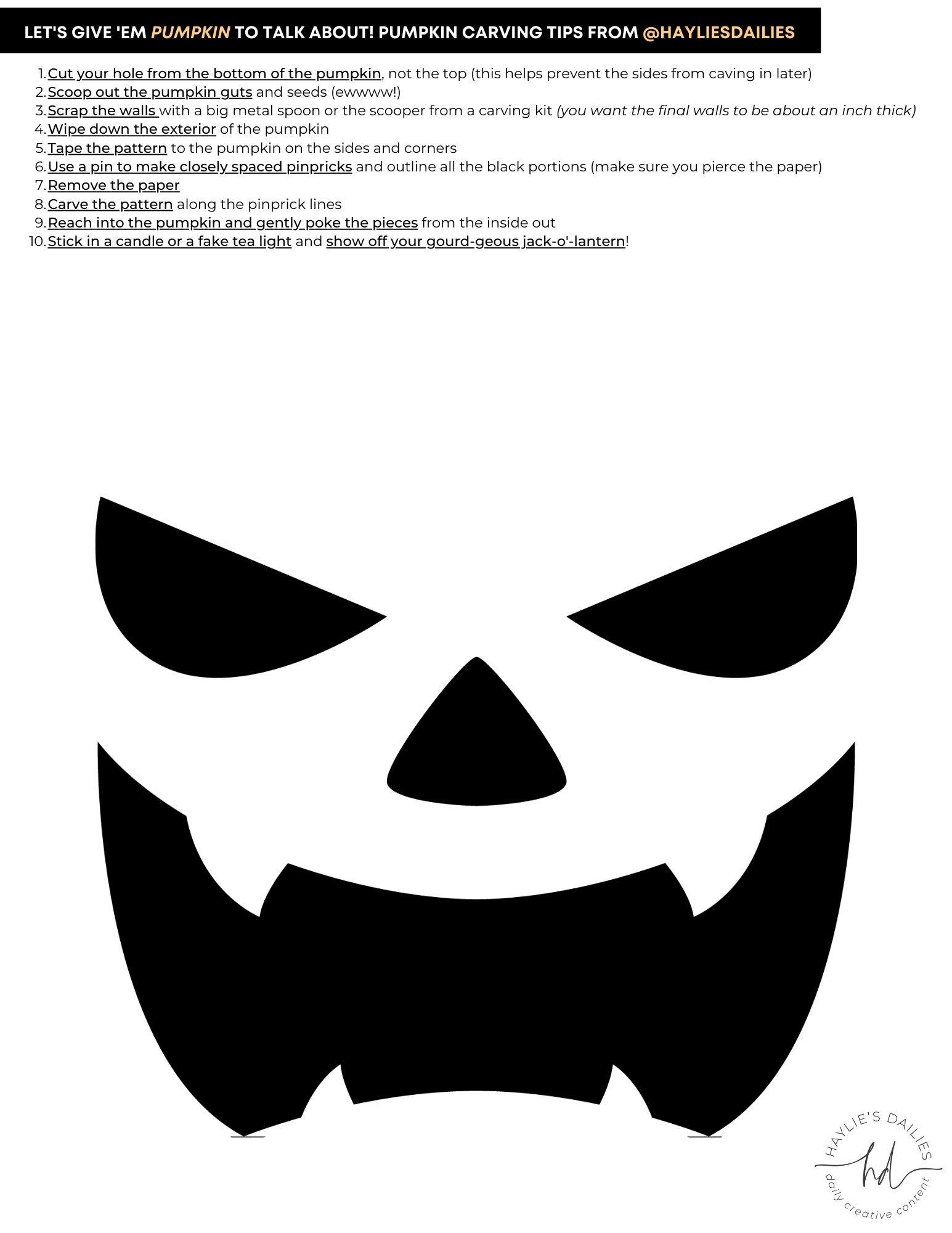 jack o lantern template printable