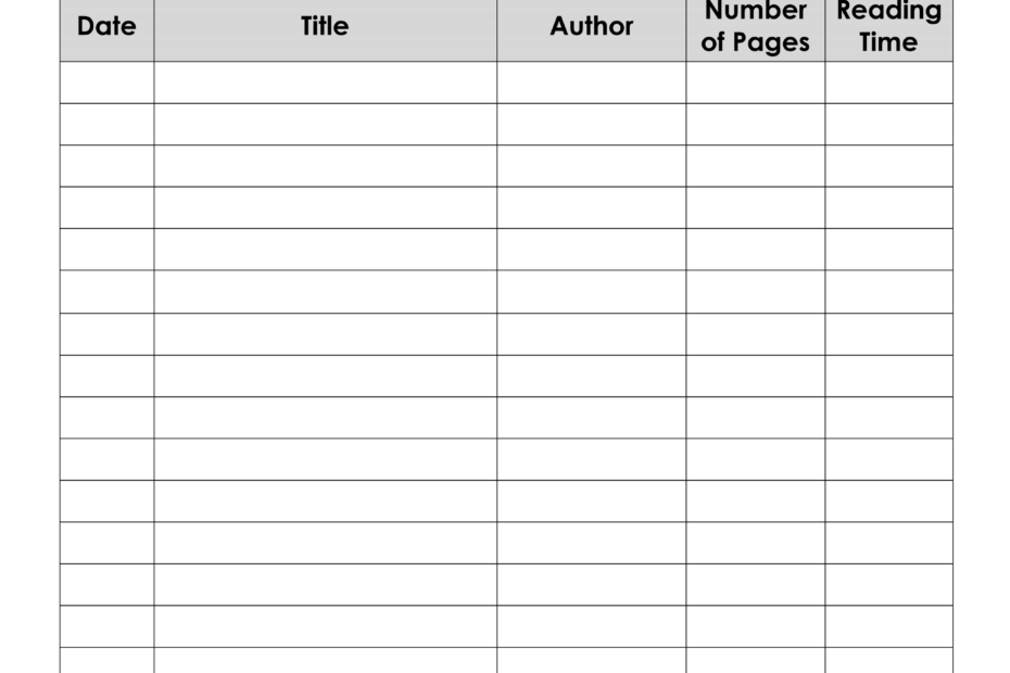 Free Printable Reading Log Template Bullet Journal U0026 Traditional