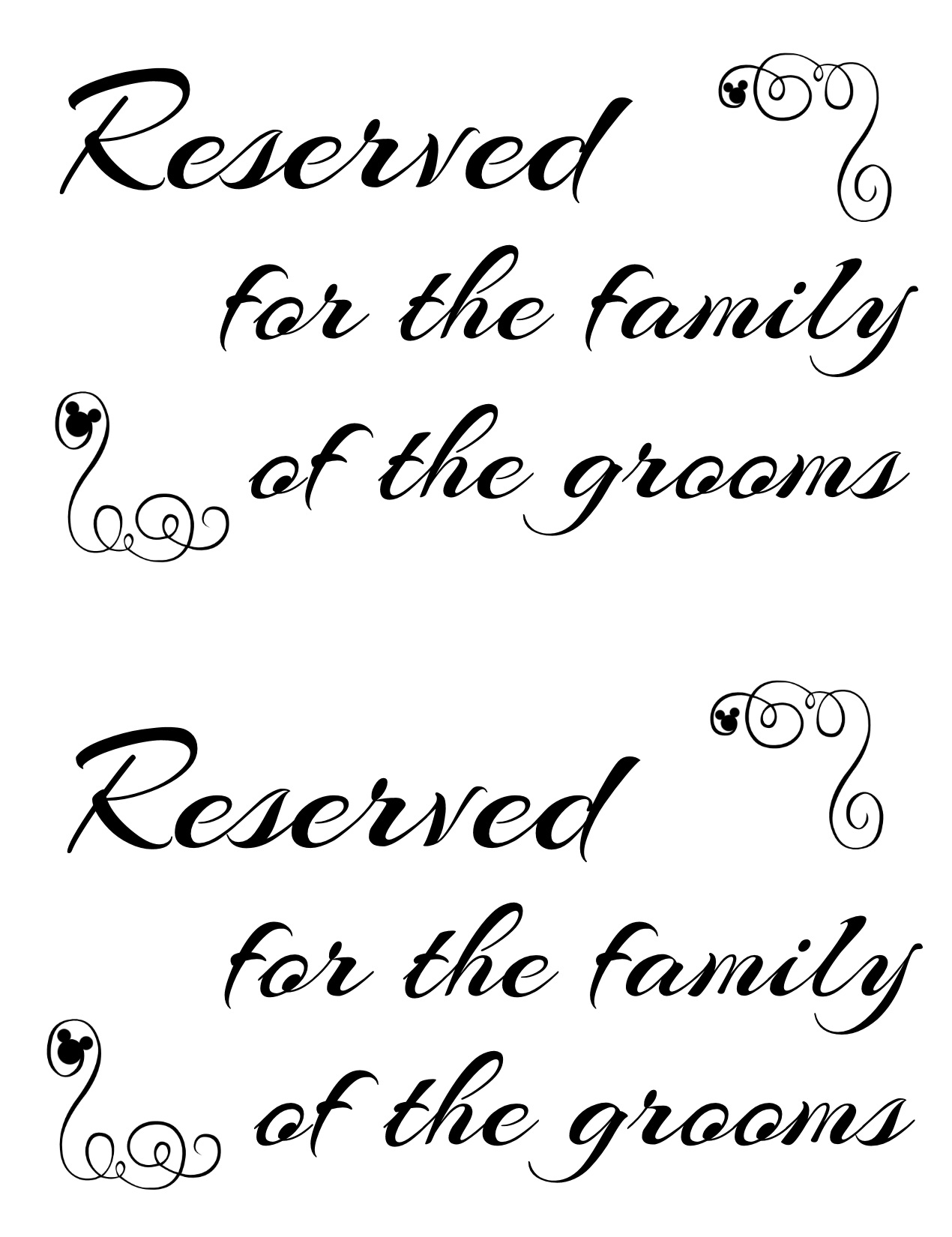 free printable double sided reserved sign template