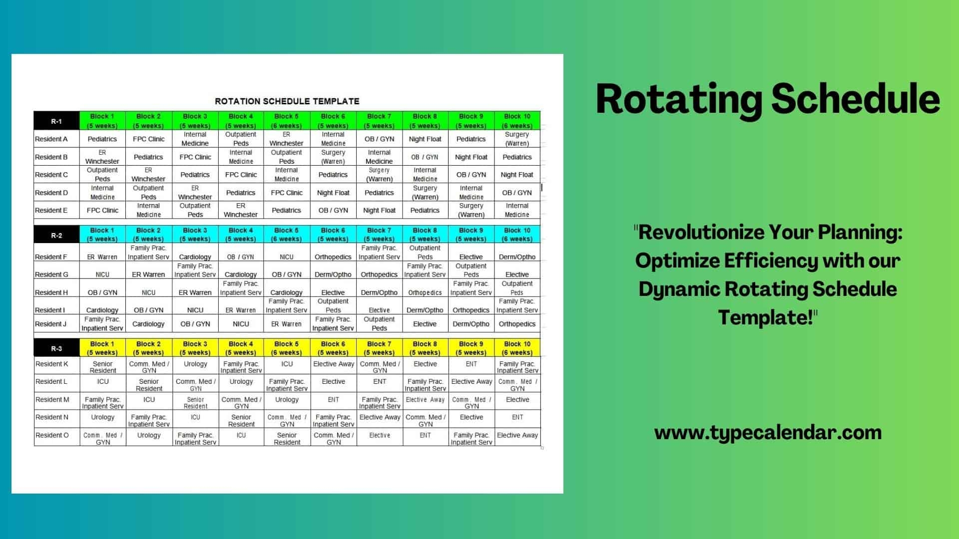 Free Printable Rotating Schedule Templates Word Excel 