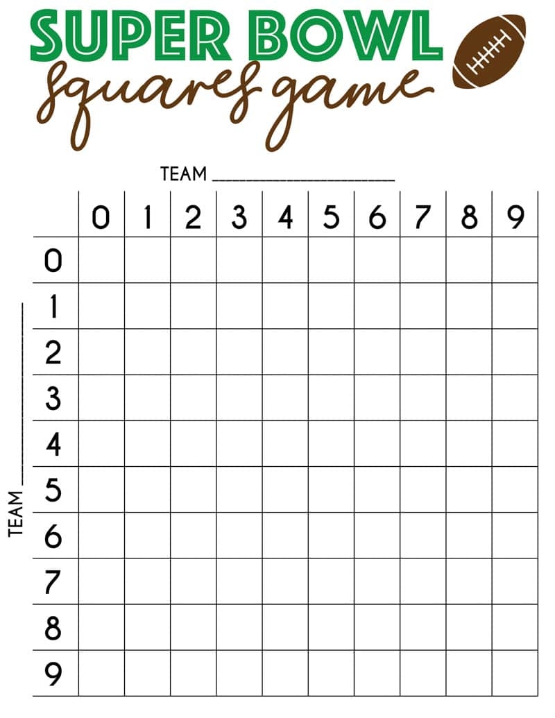 free printable super bowl square template