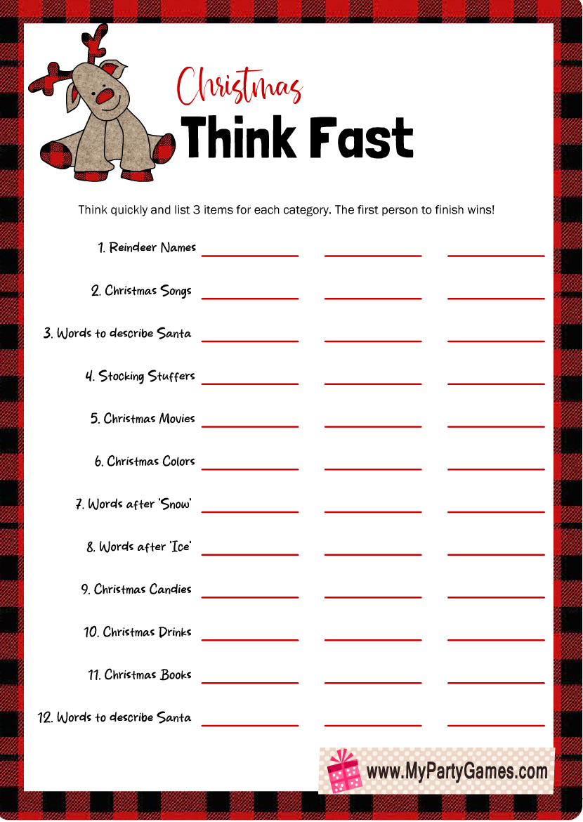 christmas games printable