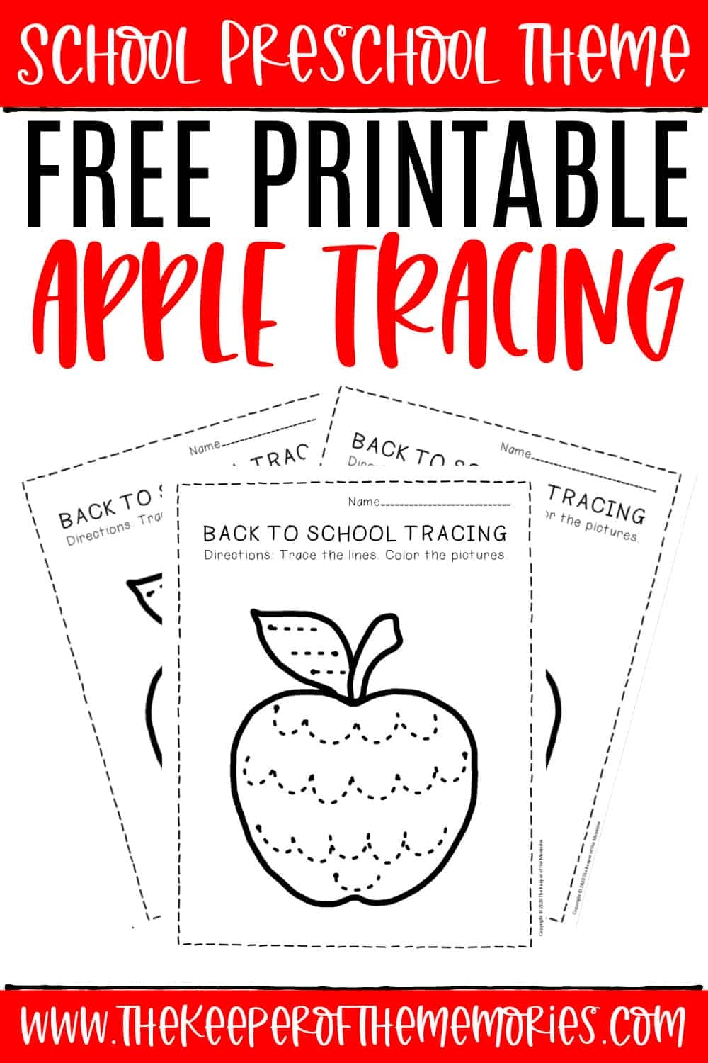 Free Printable Tracing Back To School Preschool Worksheets The Keeper Of The Memories