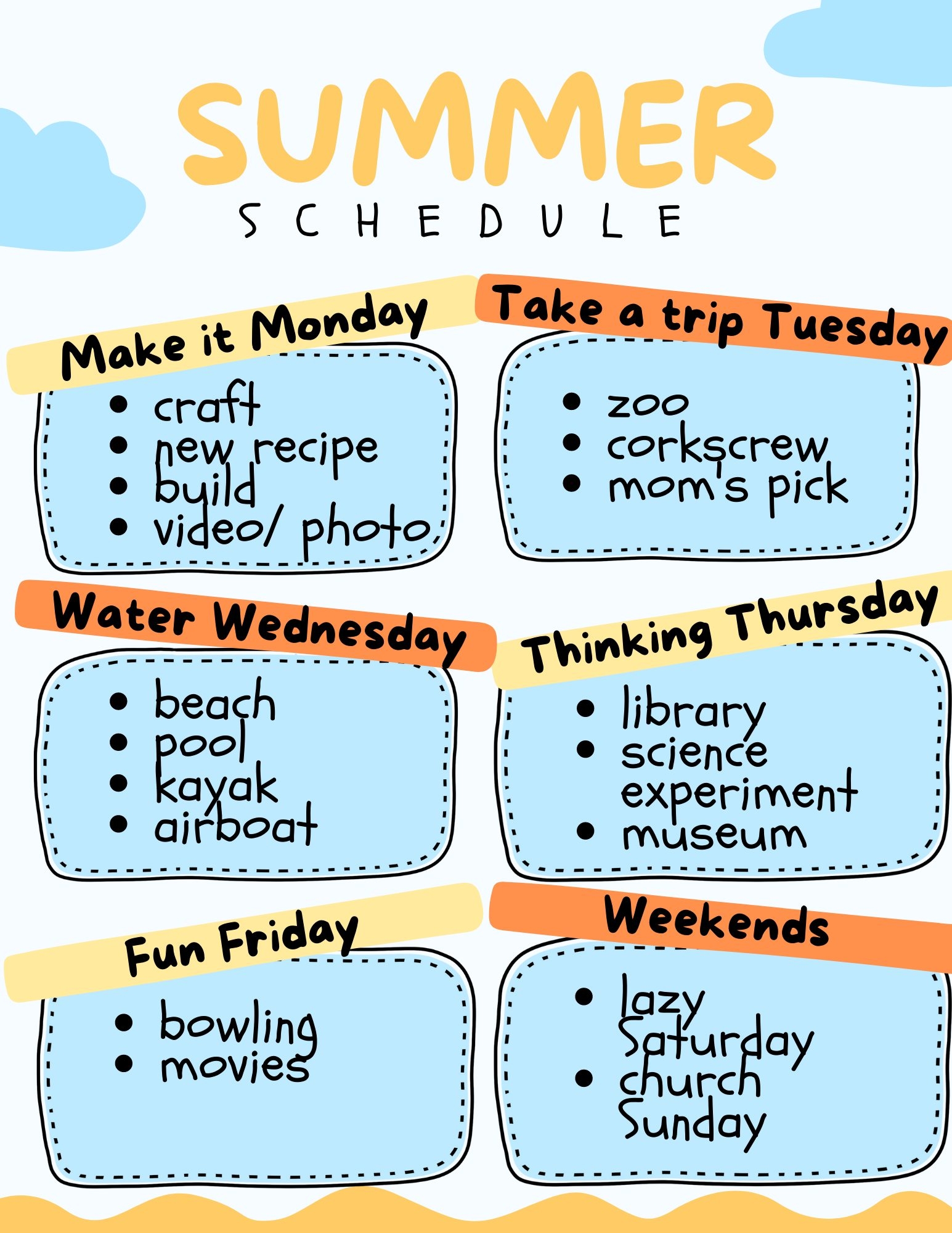 Free Printable U0026 Customizable Summer Schedule For Kids Eat Drink And Save Money