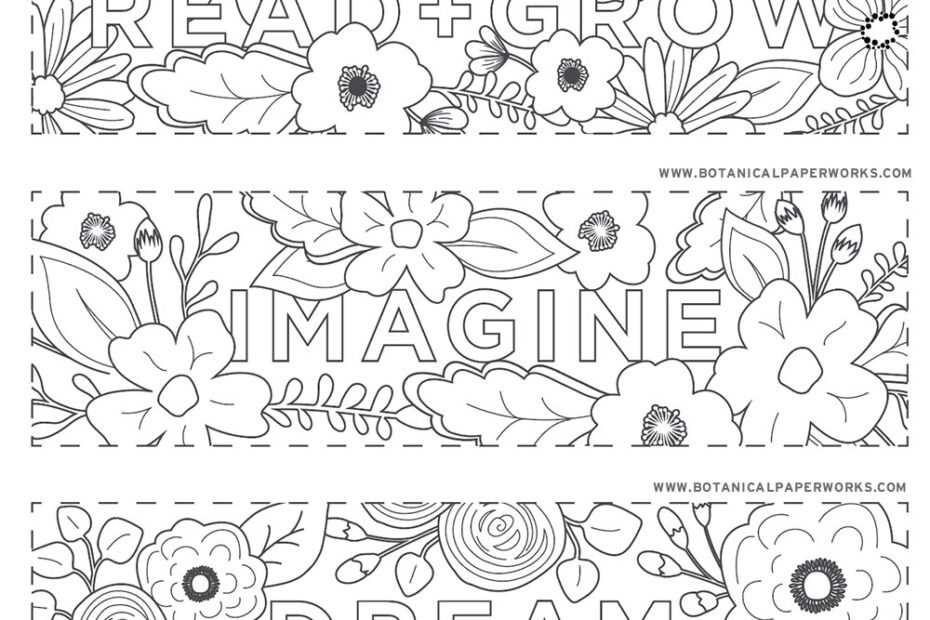 Free Printables Read Grow Coloring Bookmarks For Back to School Botanical PaperWorks