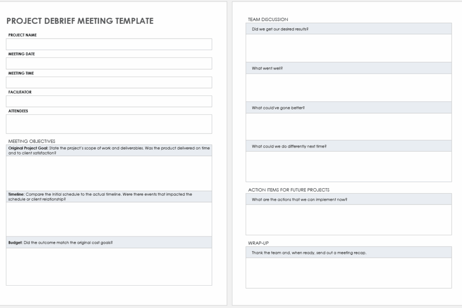 Free Project Debrief Templates Smartsheet