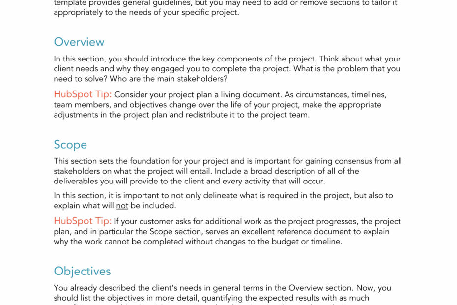 Free Project Plan Template For Word PDF Google Docs HubSpot