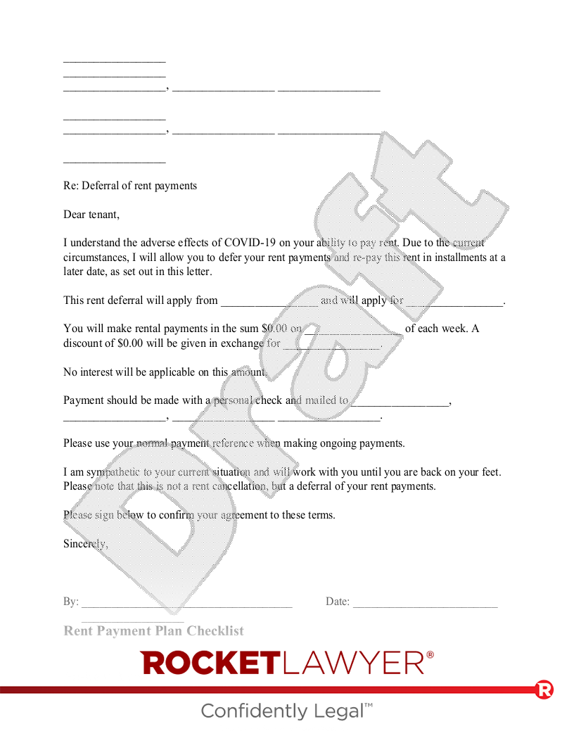 Free Rent Payment Plan Template U0026 FAQs Rocket Lawyer