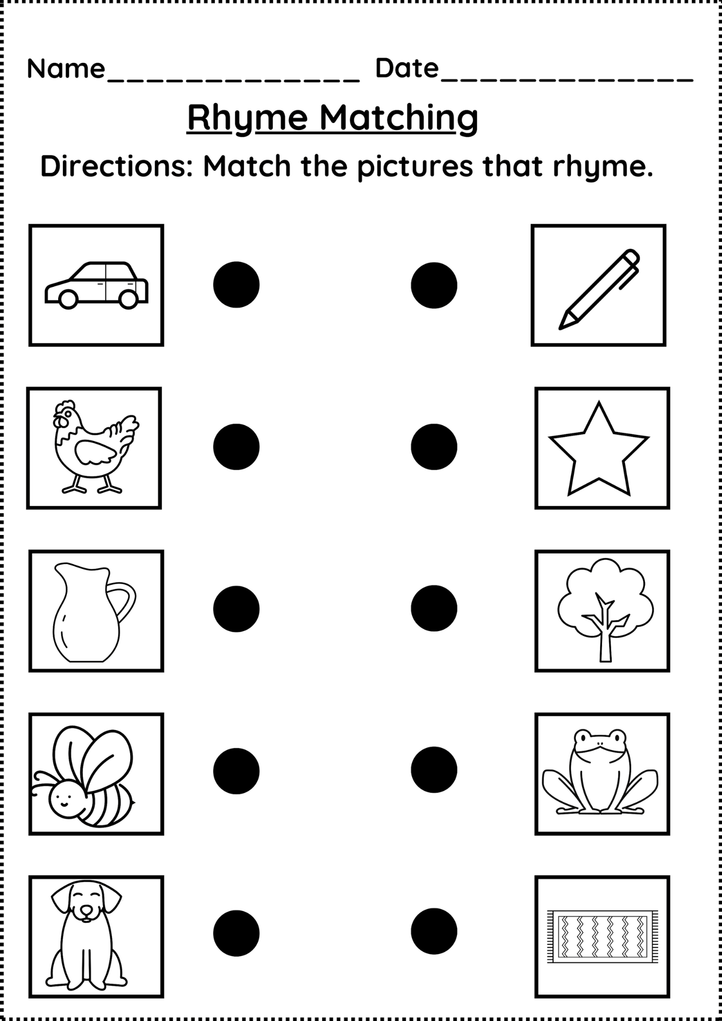 kindergarten rhyming worksheets