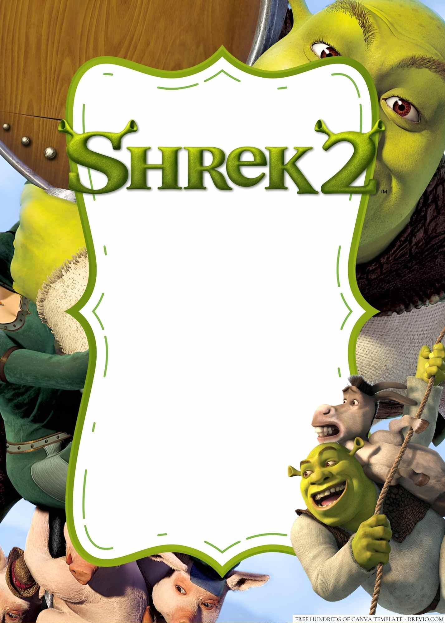 FREE Shrek 2 Birthday Invitation Templates
