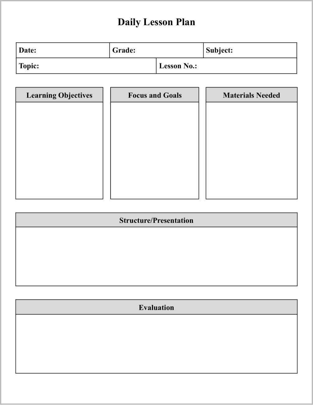 simple lesson plan template google docs
