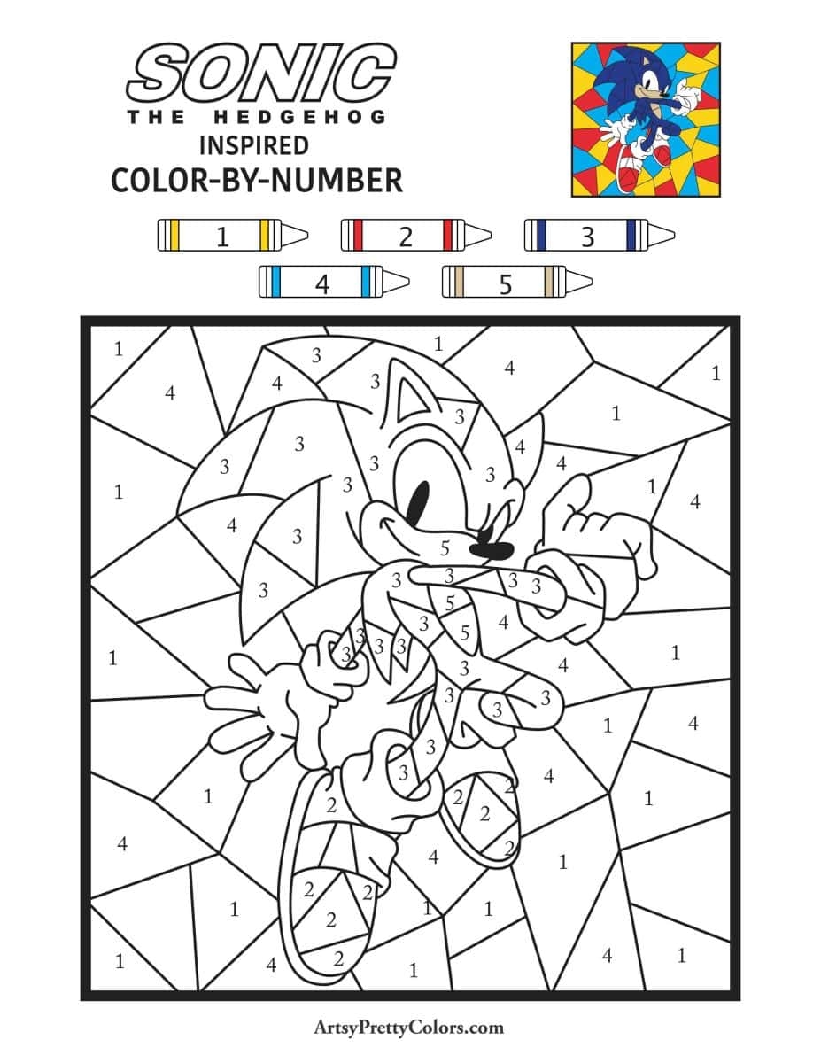 Free Sonic Color By Number Printables Artsy Pretty Colors