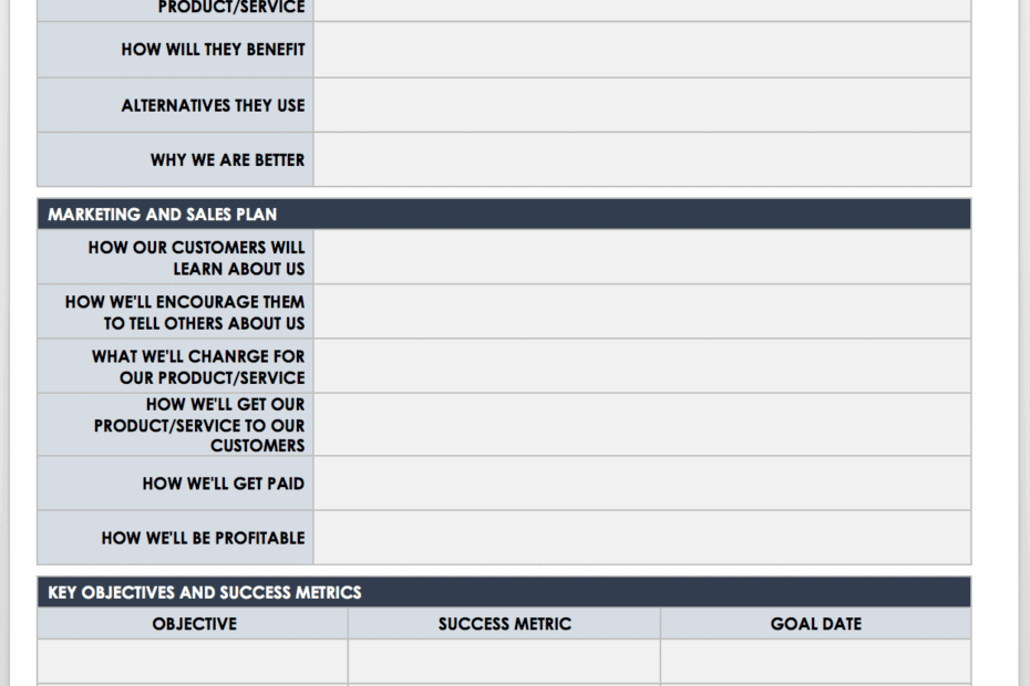 Free Startup Business Plan Templates Smartsheet