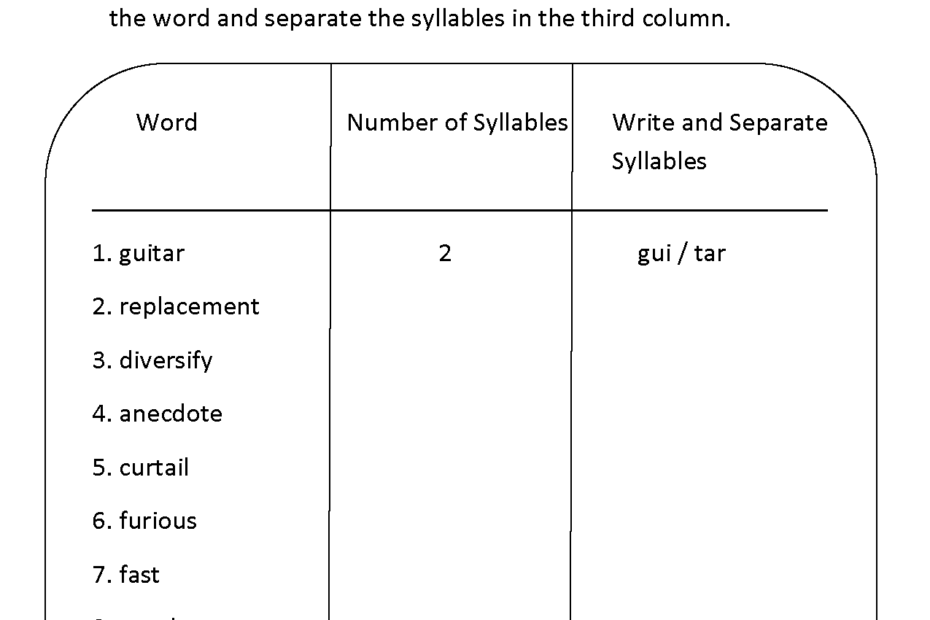 Free Syllable Worksheets And Printable For Kids Worksheets Library