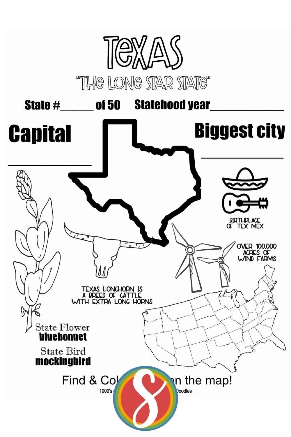 Free Texas Coloring Pages Stevie Doodles