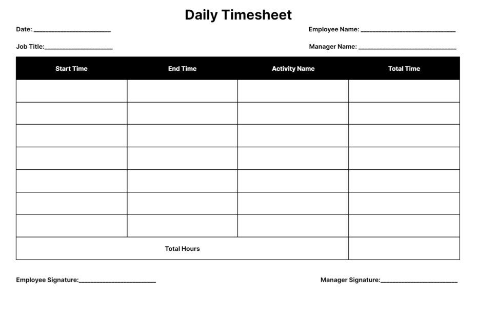 Free Timesheet Templates Download Daily Weekly And Monthly Time Sheets