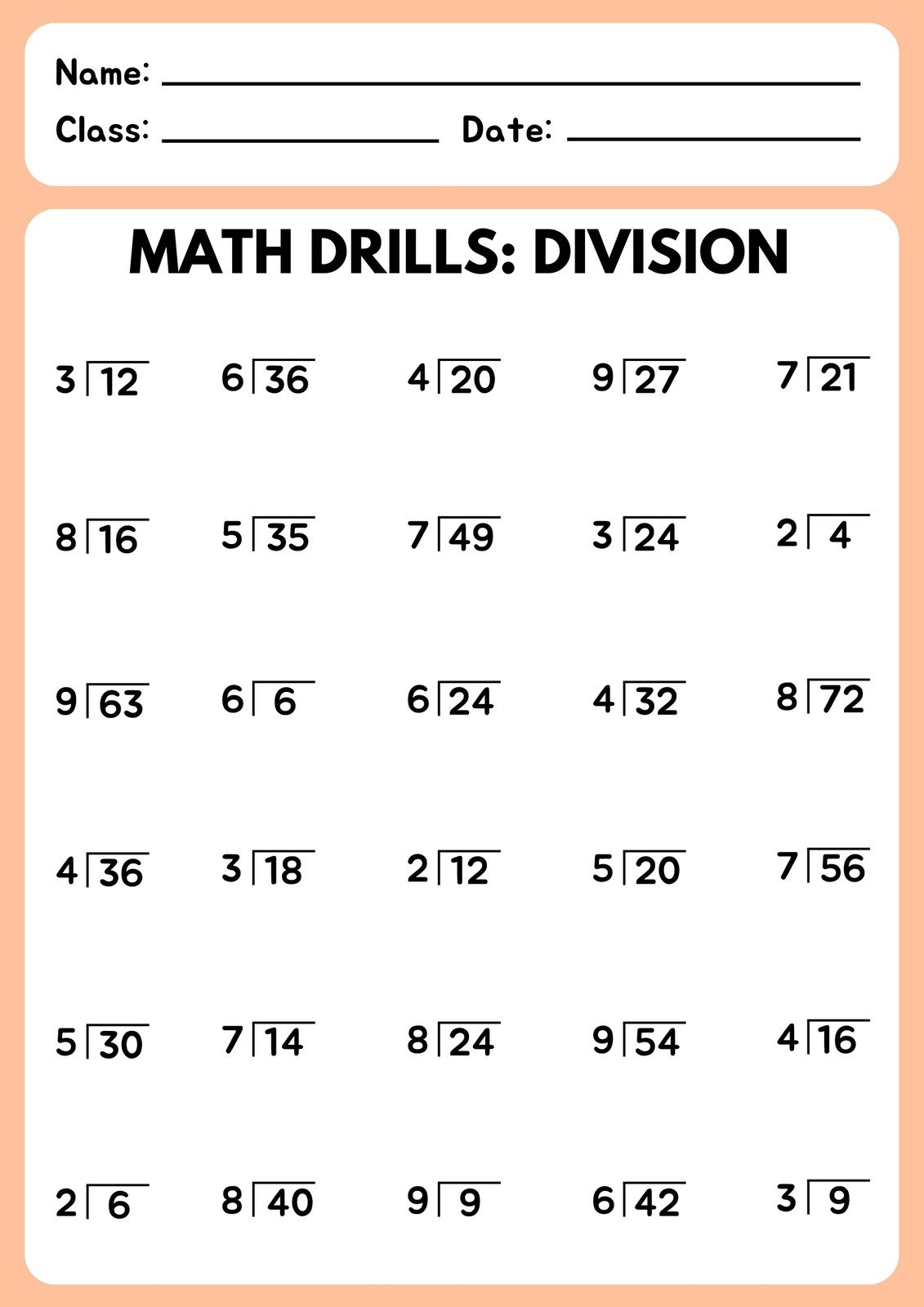 division worksheets