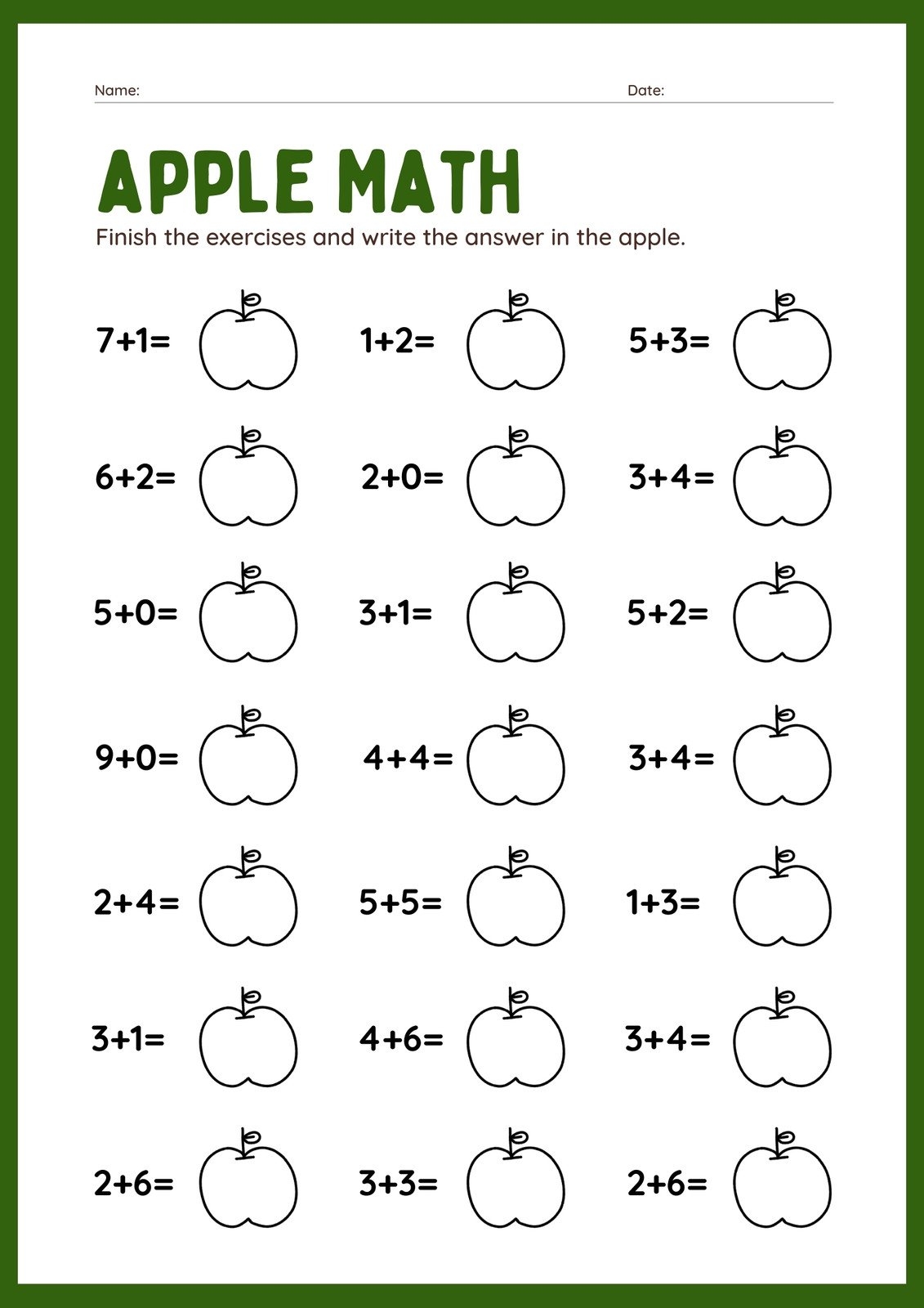 math worksheets to print