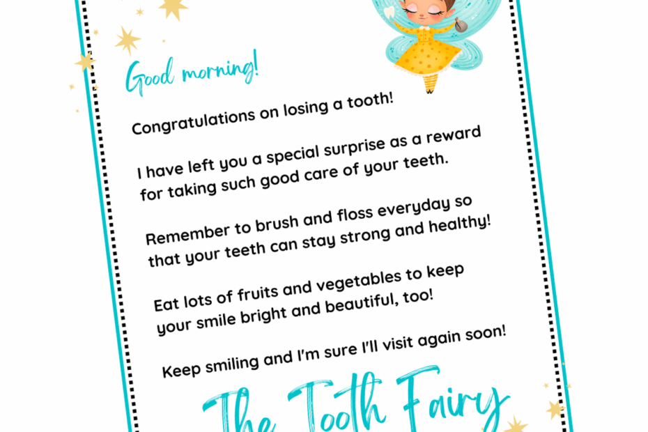 Free Tooth Fairy Letter Printable Your Kid Will Love