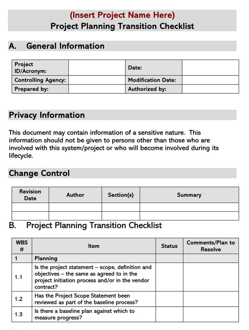 transition plan for leaving job template
